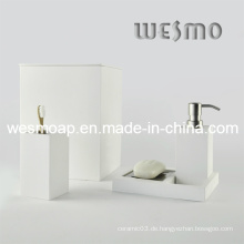 Weiß gewaschenes Finish Bambus Bad Set (WBB0301D plus Abfalleimer)